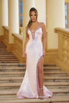 Prom Dresses Long Fitted Sequins Prom Dress Iridescent Pink