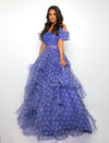 Prom Dresses Long A Line Polka Prom Dress Periwinkle/White