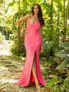 Prom Dresses Prom Long Fitted Sequins Dress Neon Pink