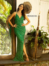 Prom Dresses Long Fitted Sequined Slit Prom Dress Emerald