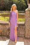 Prom Dresses Asymmetrical Long Sequined Beaded Prom Dress Lavender