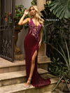 Prom Dresses Long Sequined Beaded Fringes Prom Dress Raspberry