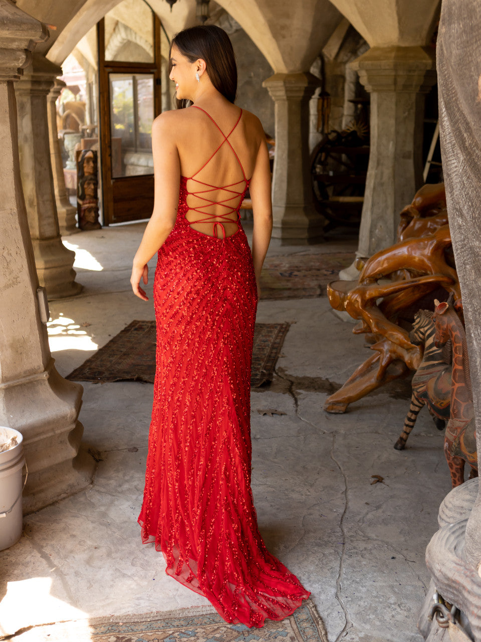 Prom Dresses Long Sequined Embroidered Prom Dress Red