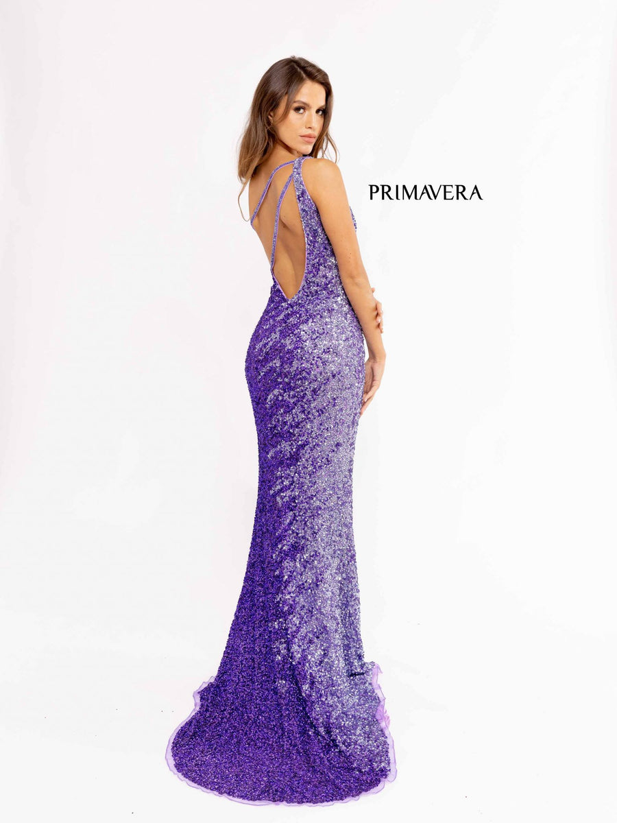 Prom Dresses Long Fitted Side Slit Asymmetrical Prom Dress Lavender