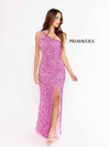 Prom Dresses Long Fitted Side Slit Asymmetrical Prom Dress Pink