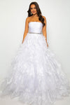 Prom Dresses Glitter Ruffle Skirt Long Prom Dress White