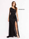 Prom Dresses  Long Sequins One Shoulder Sash Prom Dress Black