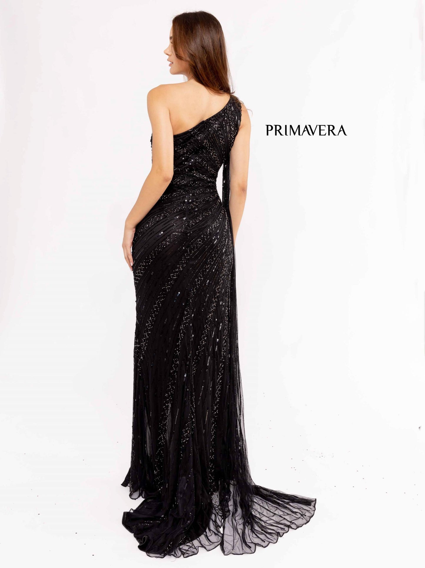 Prom Dresses Long Sequins One Shoulder Sash Prom Dress Black