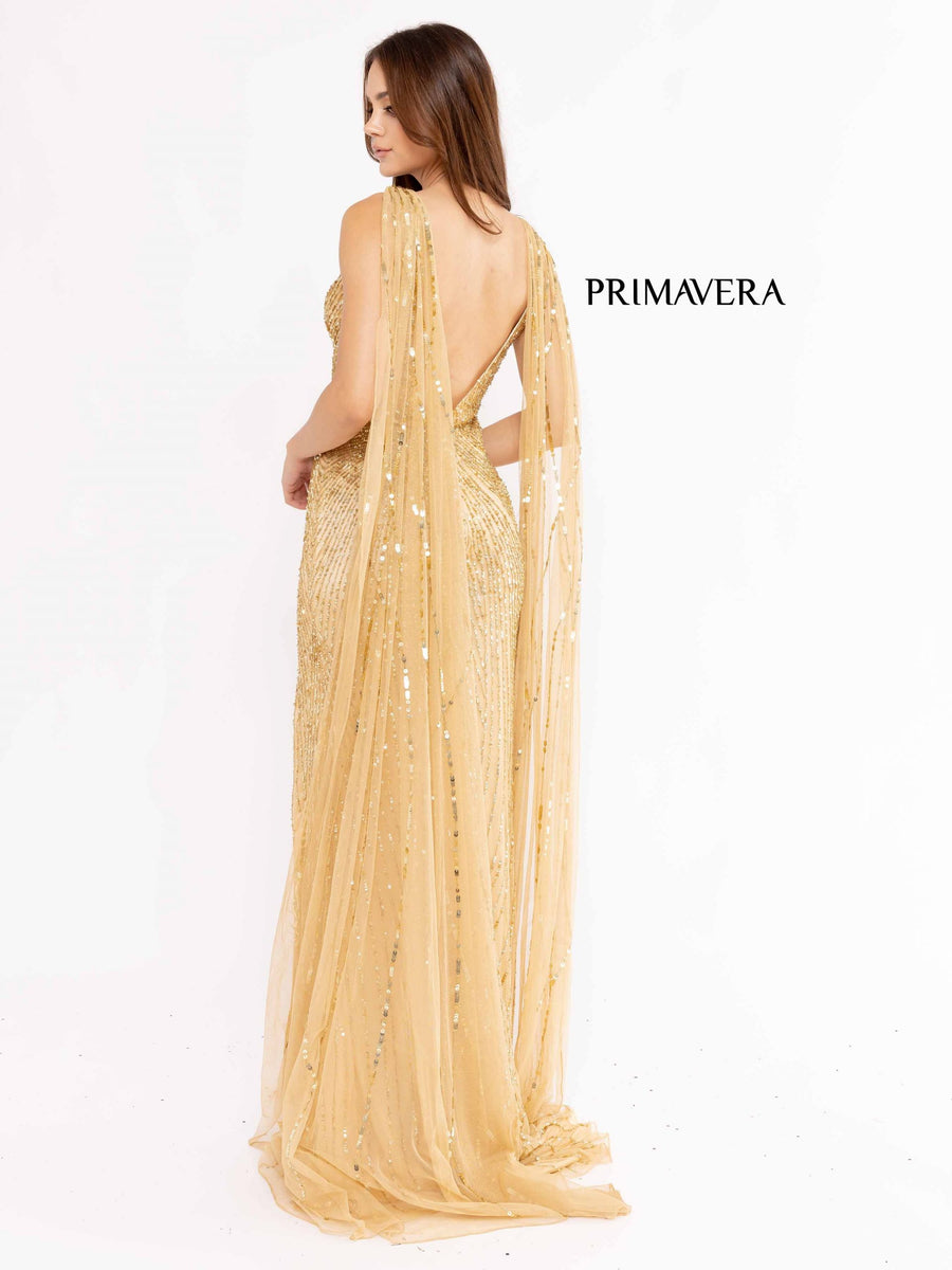 Prom Dresses Long Sequins Cape Prom Dress Gold