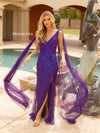 Prom Dresses Long Sequins Cape Prom Dress Purple