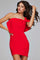 Cocktail Dresses Short Draped Fit Cocktail Dress Red