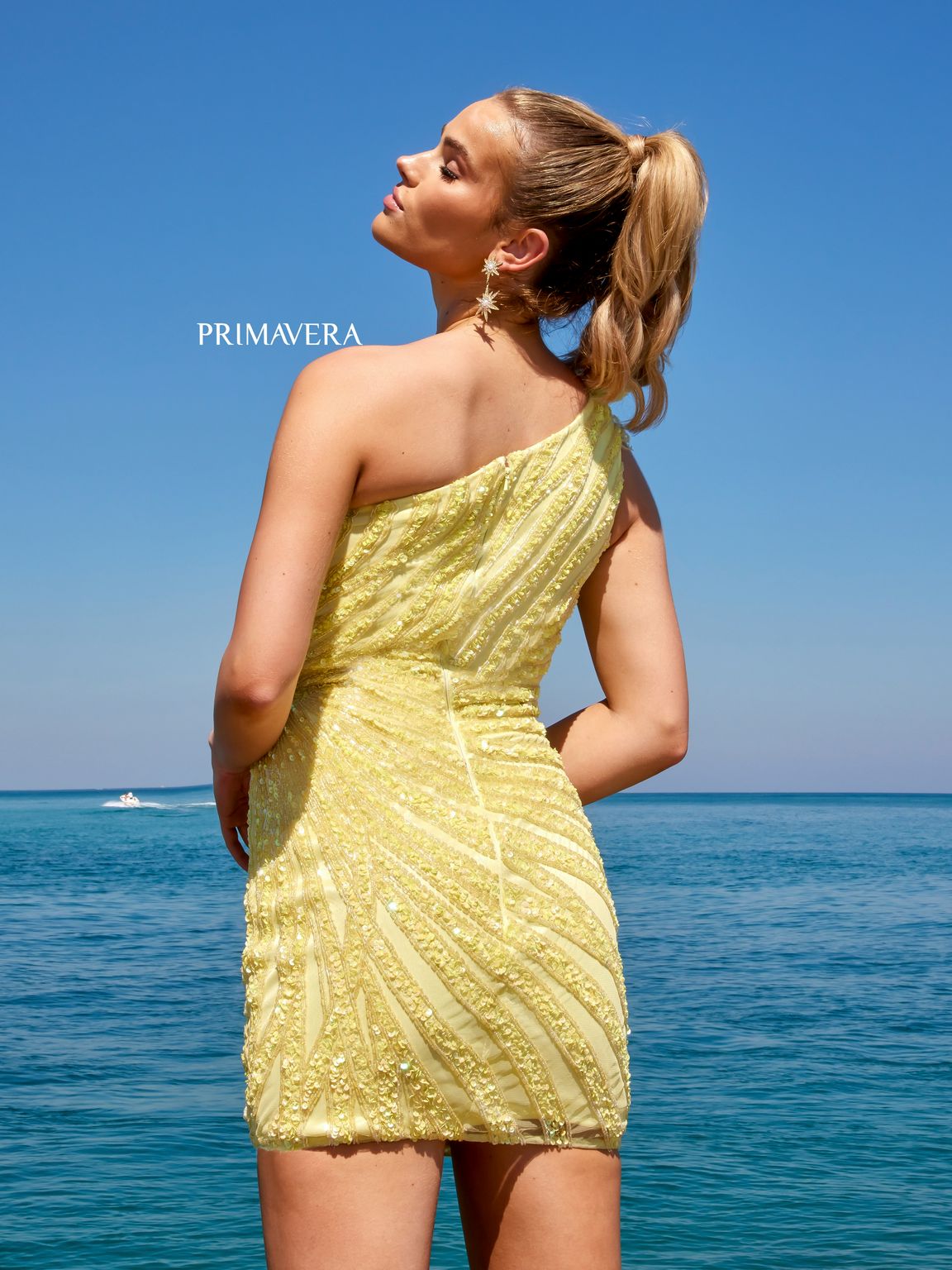 Primavera Couture 4004 Short One Shoulder Cocktail Dress