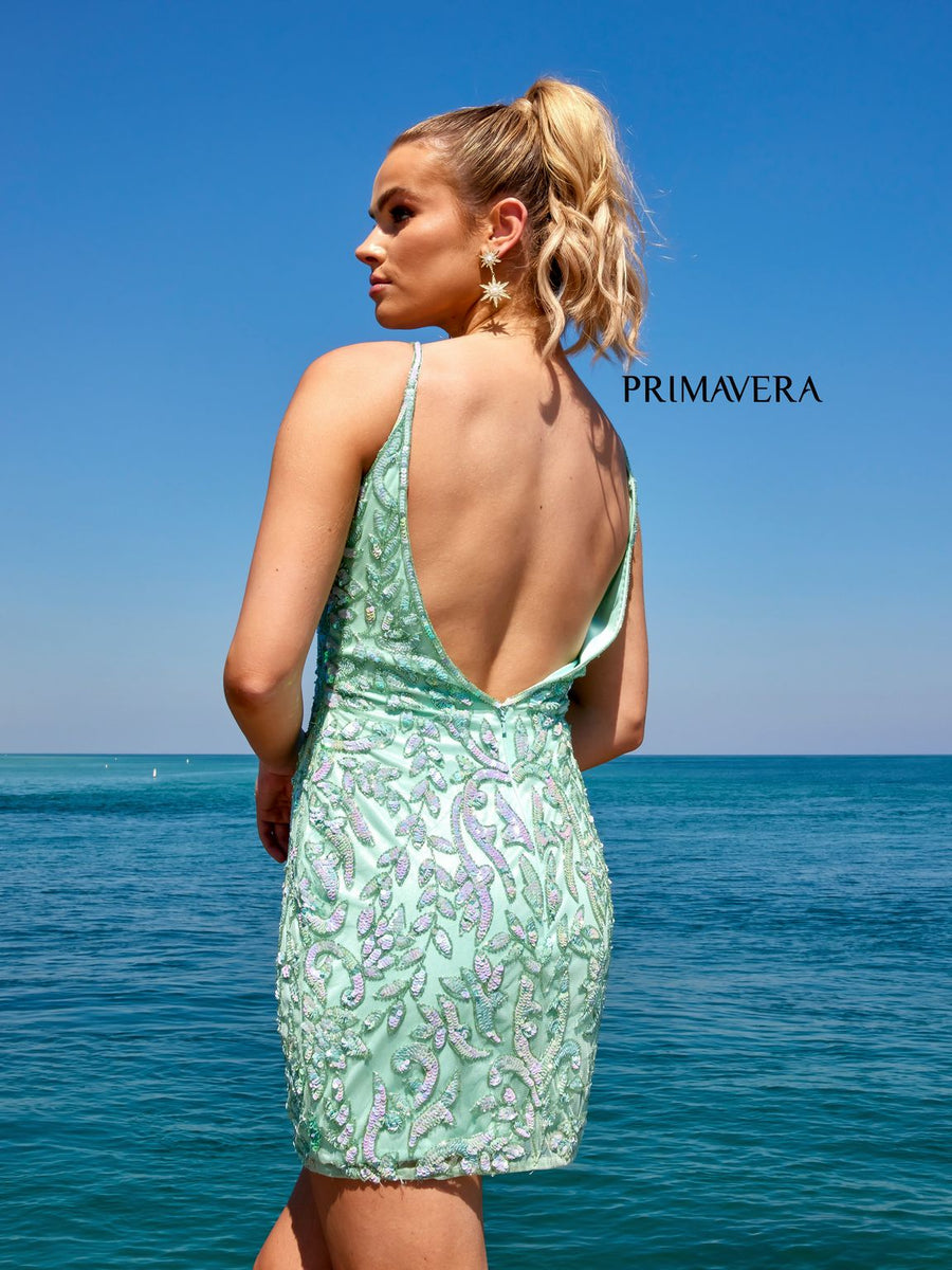 Primavera Couture 4013 Short Spaghetti Strap Homecoming Dress