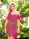 Cocktail Dresses Sparkling Off Shoulder Short Homecoming Dress FUSCHIA