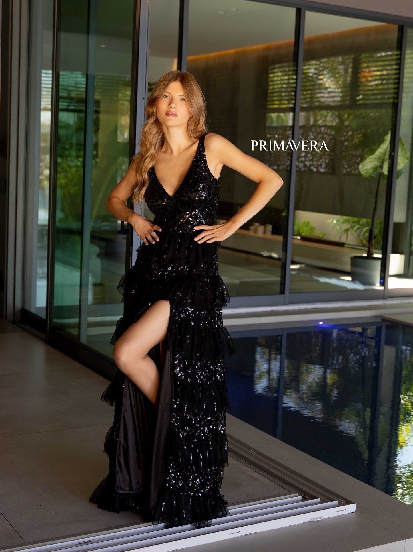 Prom Dresses Long Ruffle Trimmed Formal Prom Dress Black
