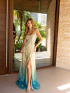 Prom Dresses Long Fitted Ombre Formal Prom Sequin Dress Yellow Ombre