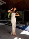 Prom Dresses Formal Prom Beaded Mosaic Long Dress Ivory