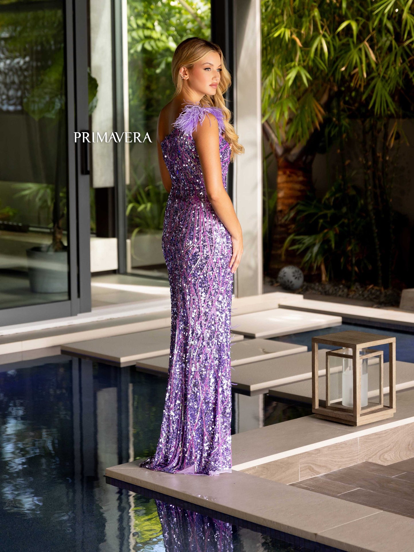 Prom Dresses Long Formal Sequins Feather Prom Dress Orchid