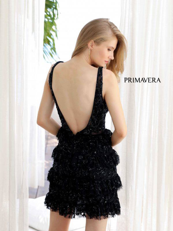 Cocktail Dresses Short Sequin Ruffled Cocktail Dress Black