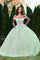 Quinceniera Dresses Sweet 16 Quinceanera Dress Long Floral Applique Ball Gown Light Green