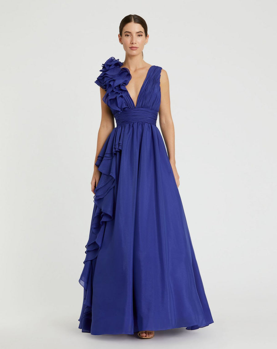 Formal Dresses Prom Long Ruffled Ball Gown Cobalt