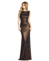 Formal Dresses Long Back Ruffle Metallic Formal Prom Dress Espresso