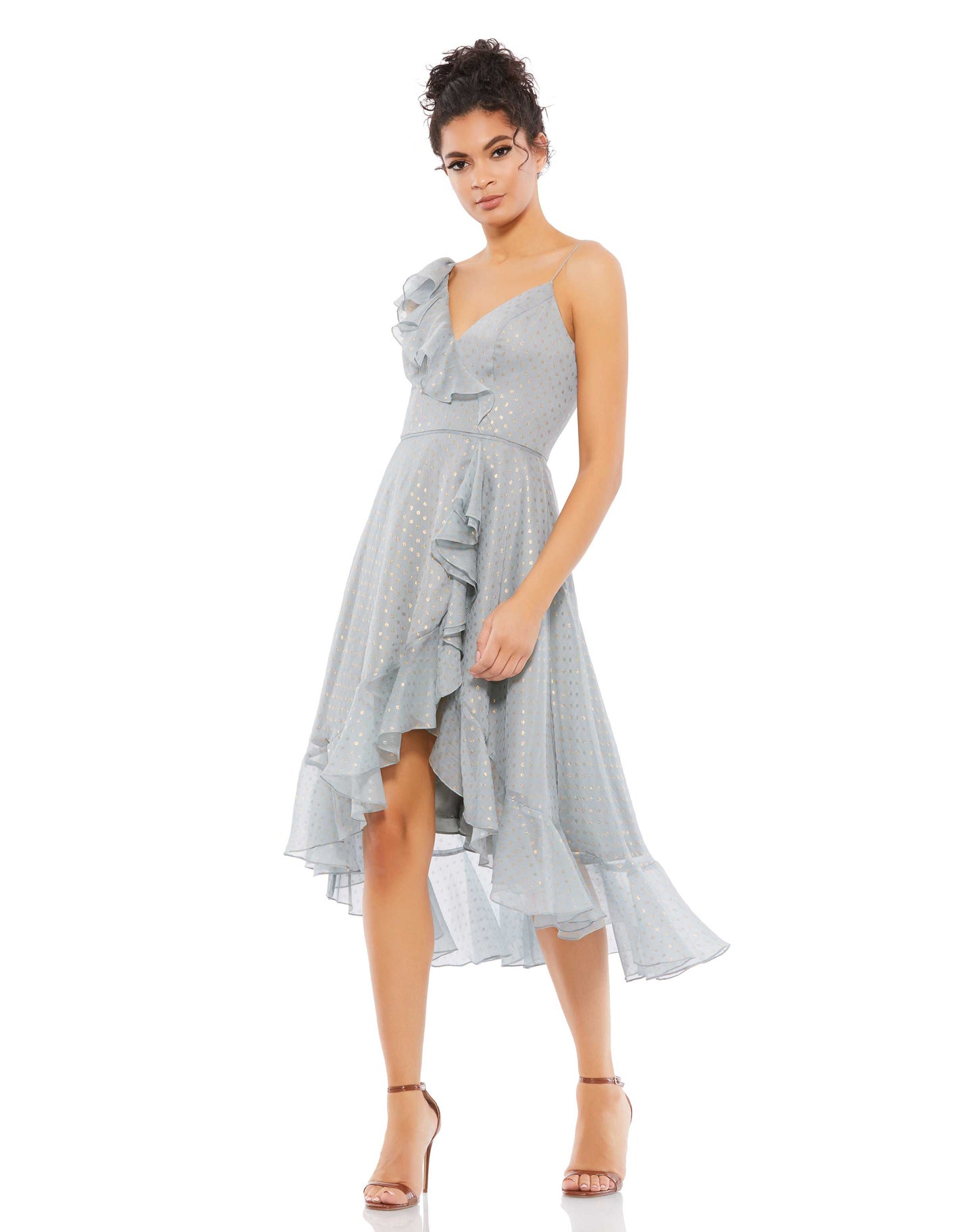 Cocktail Dresses Short High Low Cocktail Ruffle Dress Slate Grey