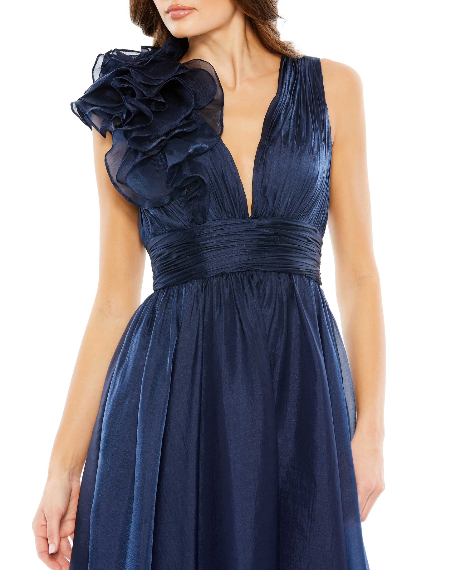 Cocktail Dresses Short Ruffle A Line Cocktail Tea Length Dress Midnight