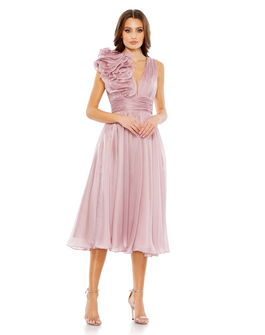 Cocktail Dresses Short Ruffle A Line Cocktail Tea Length Dress Rose