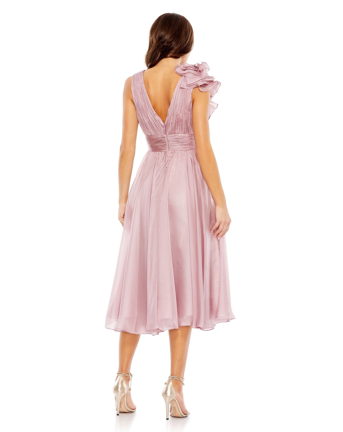 Cocktail Dresses Short Ruffle A Line Cocktail Tea Length Dress Rose