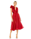 Cocktail Dresses Short Ruffle A Line Cocktail Tea Length Dress Wine