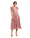 Cocktail Dresses Short Pleated Ruffle Cocktail Midi Dress Rose