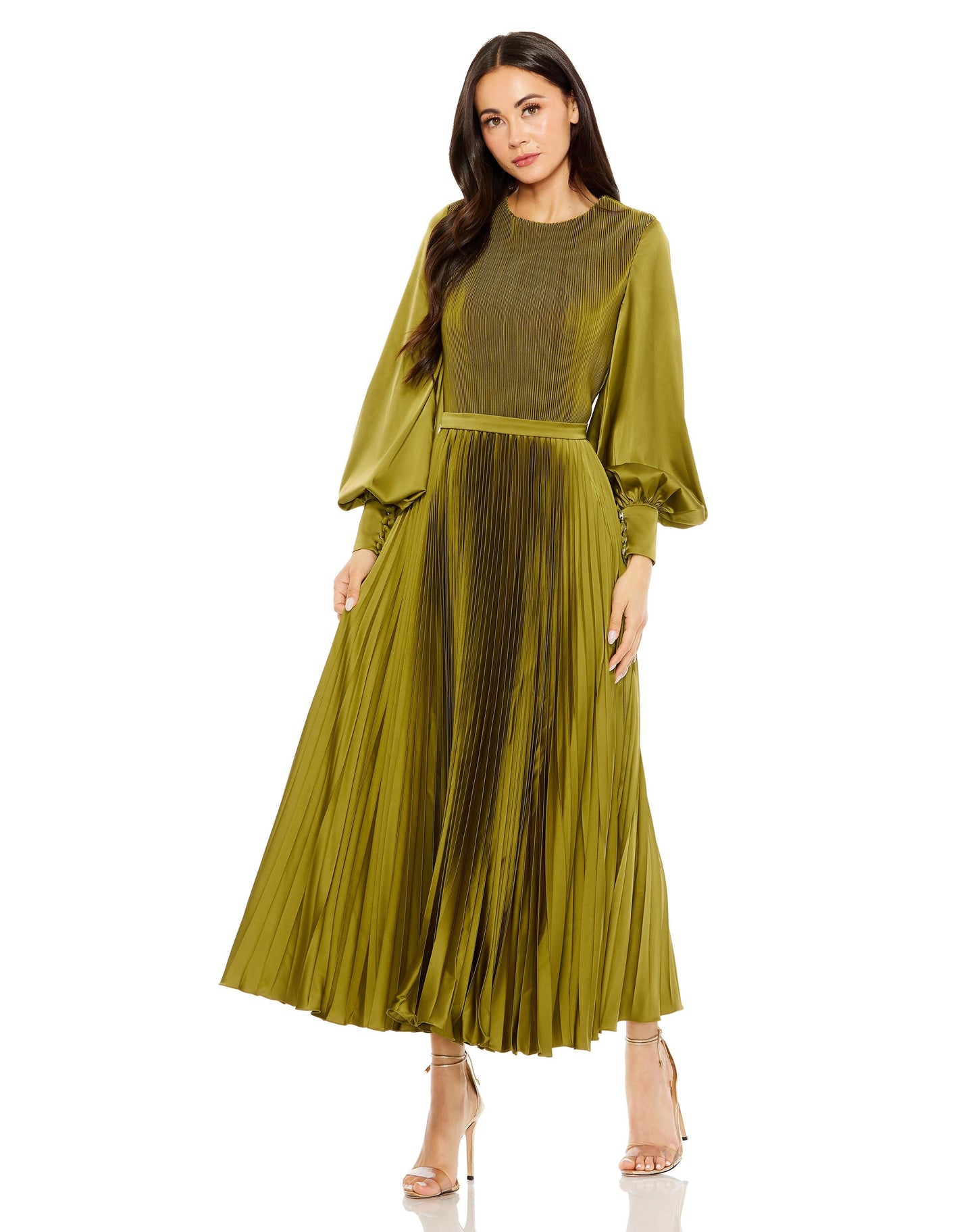 Mother of the Bride Dresses Long Sleeve Mother of the Bride Heat Pleated Dress Olive