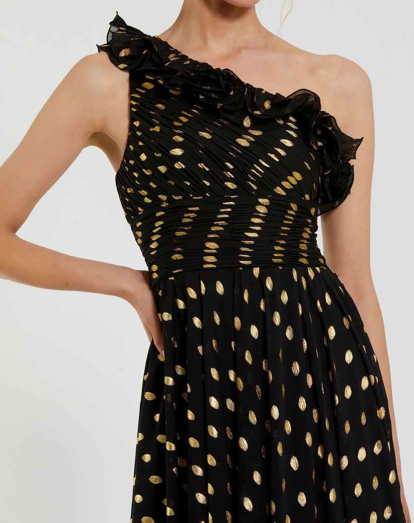 Prom Dresses Long A Line Formal Polka Dot Prom Dress Black Gold