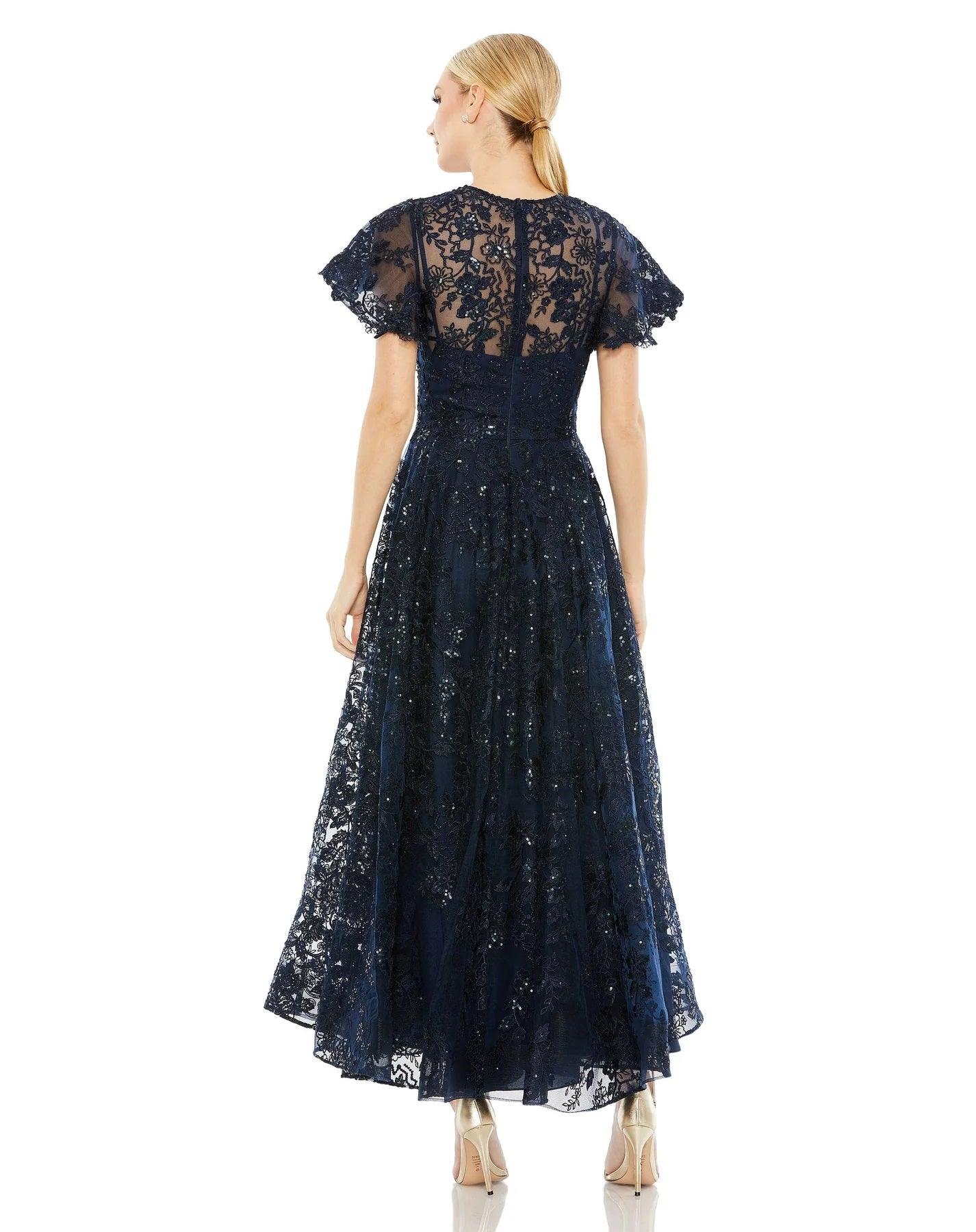 Formal Dresses Floral Lace Formal Midi Dress Sale Navy