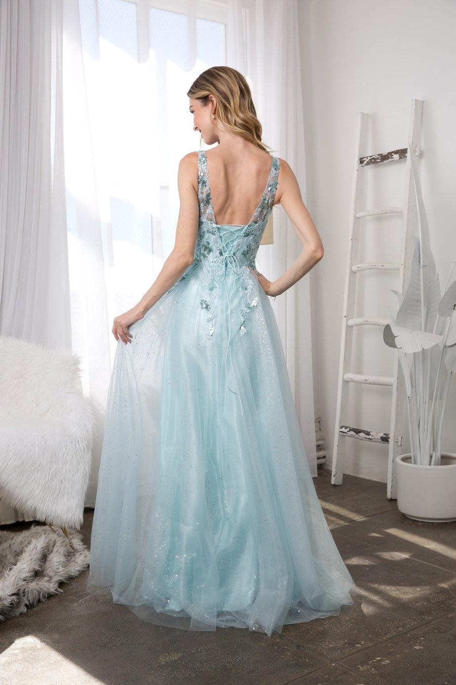 Prom Dresses Long Sleeveless Formal Prom Dress Ice Blue