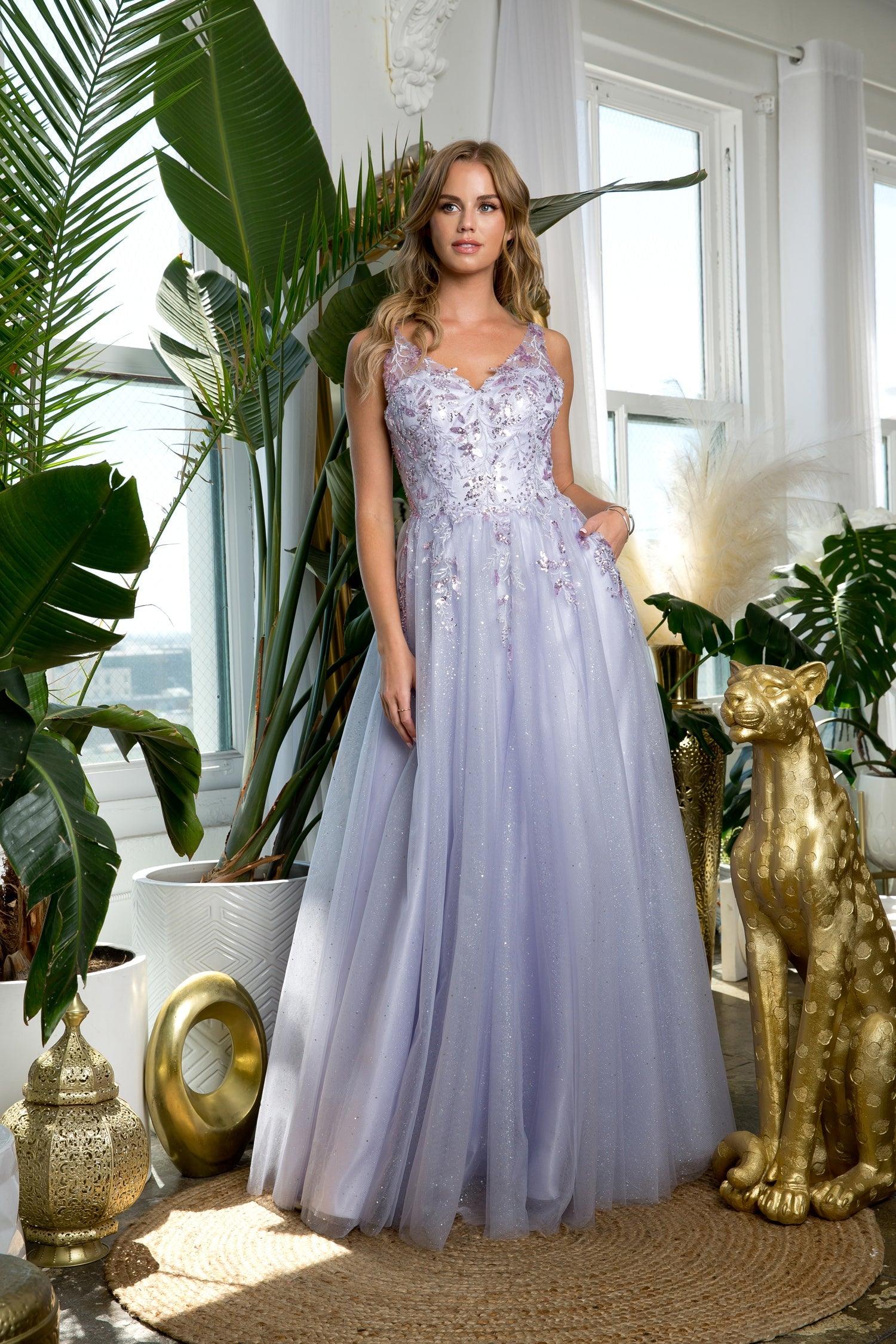 Lilac Eva Fashion 5244 Long Sleeveless Formal Prom Dress Sale for $49.99 –  The Dress Outlet