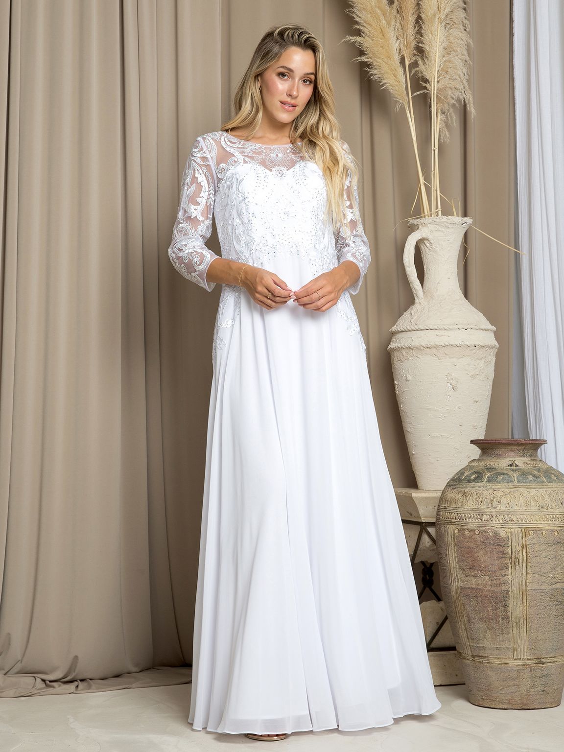 Wedding Dresses Long Lace Wedding Dress White