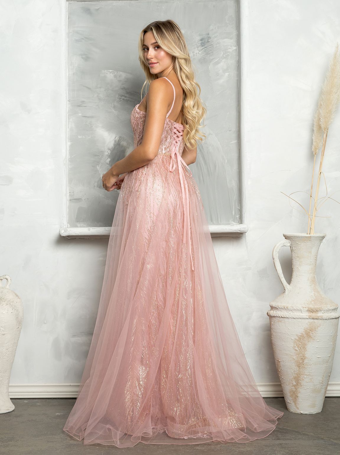 Prom Dresses Long Glitter Formal Prom Dress Rose Gold