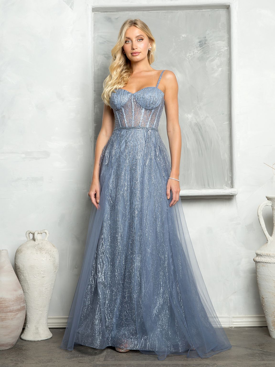 Prom Dresses Long Glitter Formal Prom Dress Smokey Blue