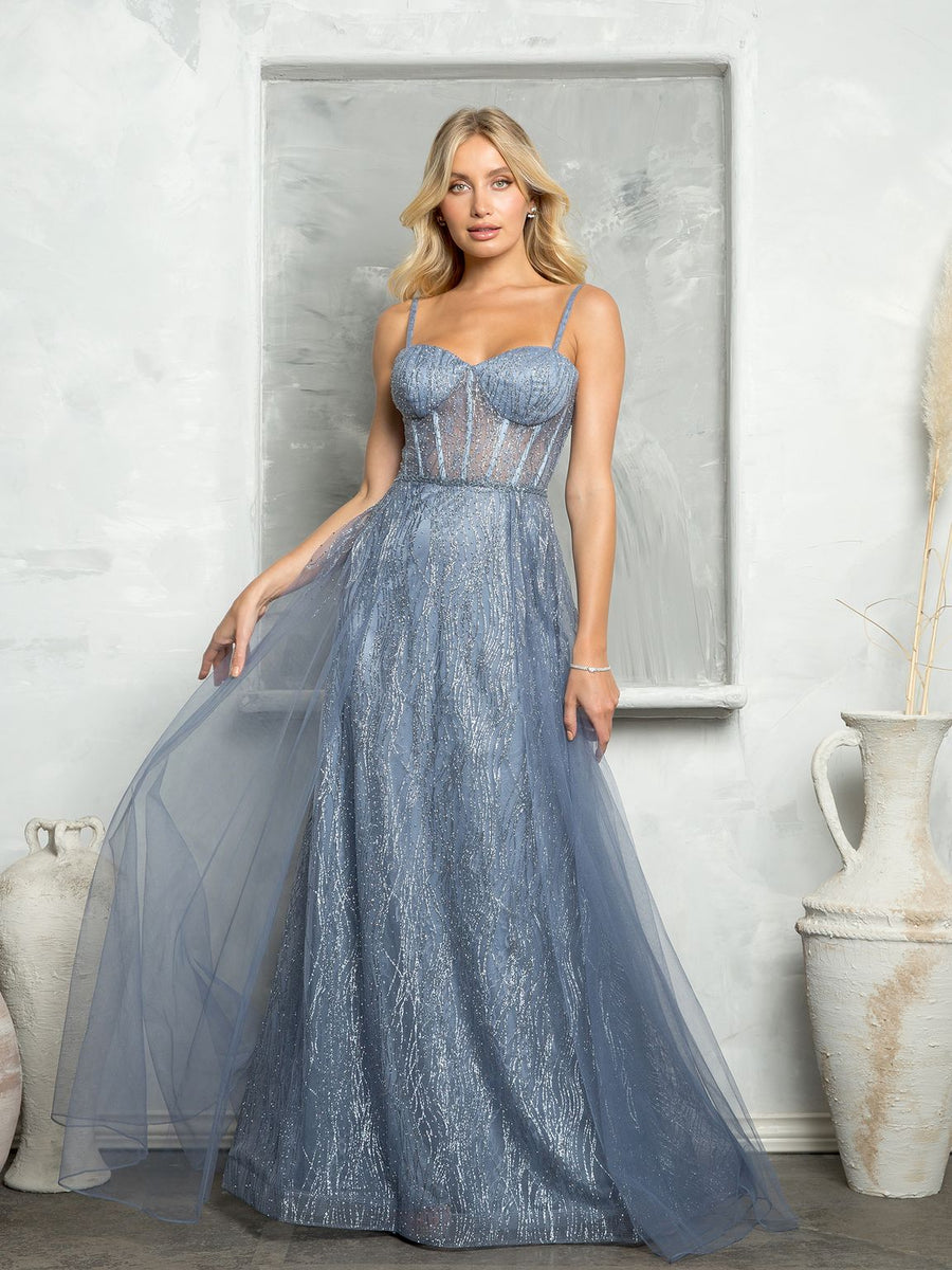 Prom Dresses Long Glitter Formal Prom Dress Smokey Blue