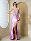 Prom Dresses Long Fitted Beaded Slit Prom Dress Lilac