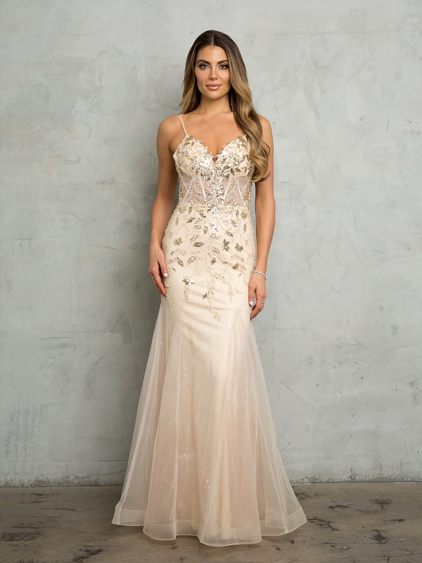 Prom Dresses Long Fitted Formal Prom Dress Champagne