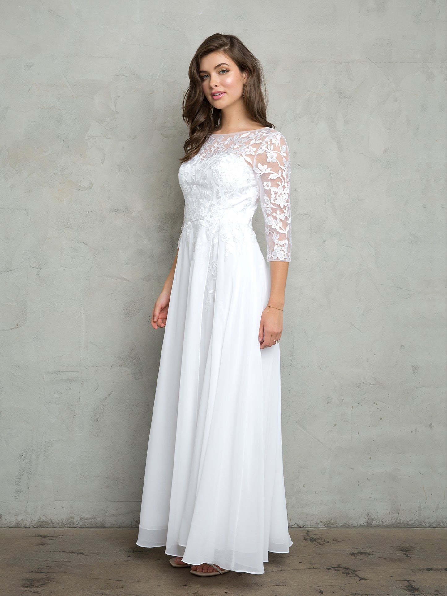 Wedding Dresses Long A Line Layered Wedding Dress White