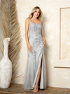 Prom Dresses Long Slit Lace Formal Prom Dress Silver