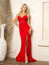 Prom Dresses Long Formal Lace Front Slit Prom Dress Red