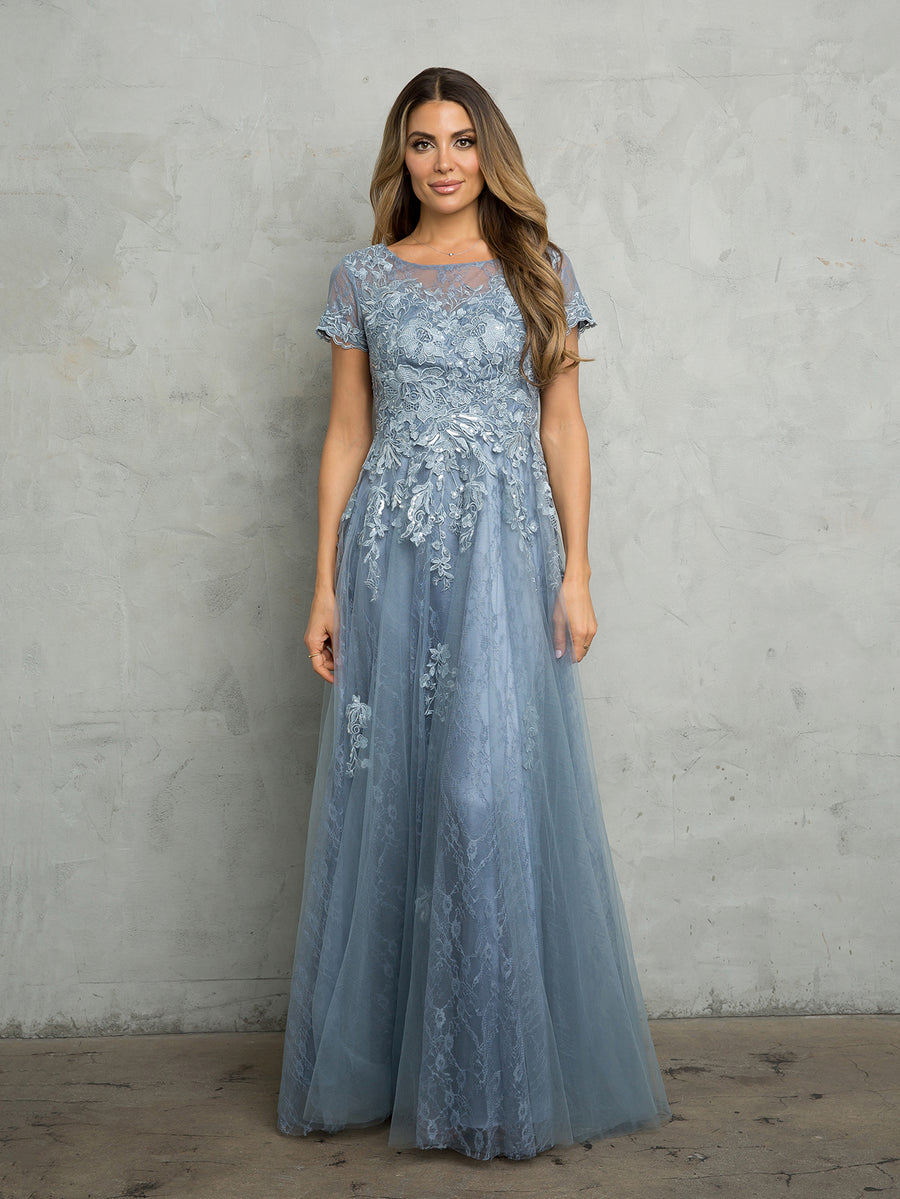 Mother of the Bride Dresses Long Lace A Line Mother of the Bride Dress Dusty Blue