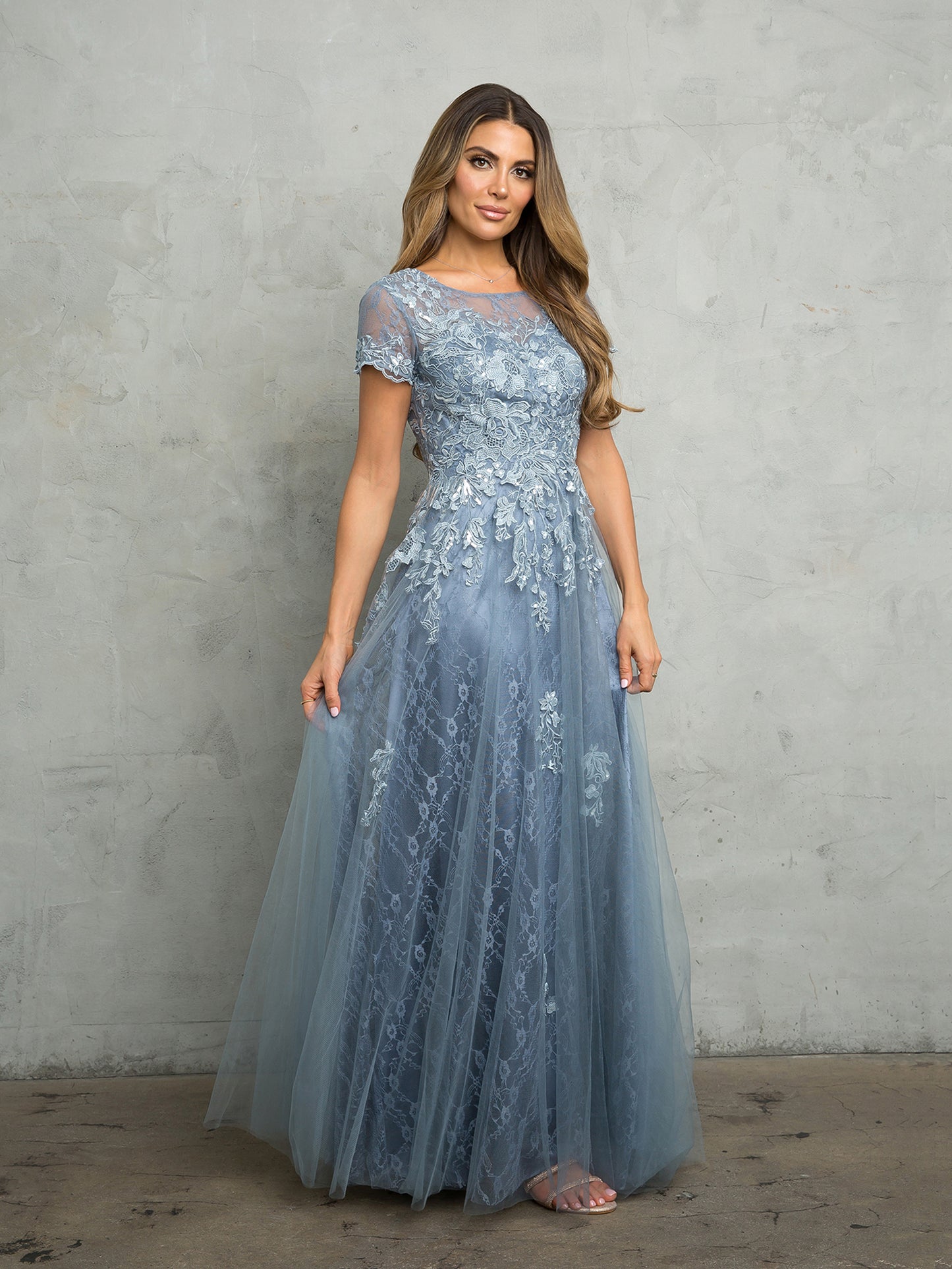 Mother of the Bride Dresses Long Lace A Line Mother of the Bride Dress Dusty Blue