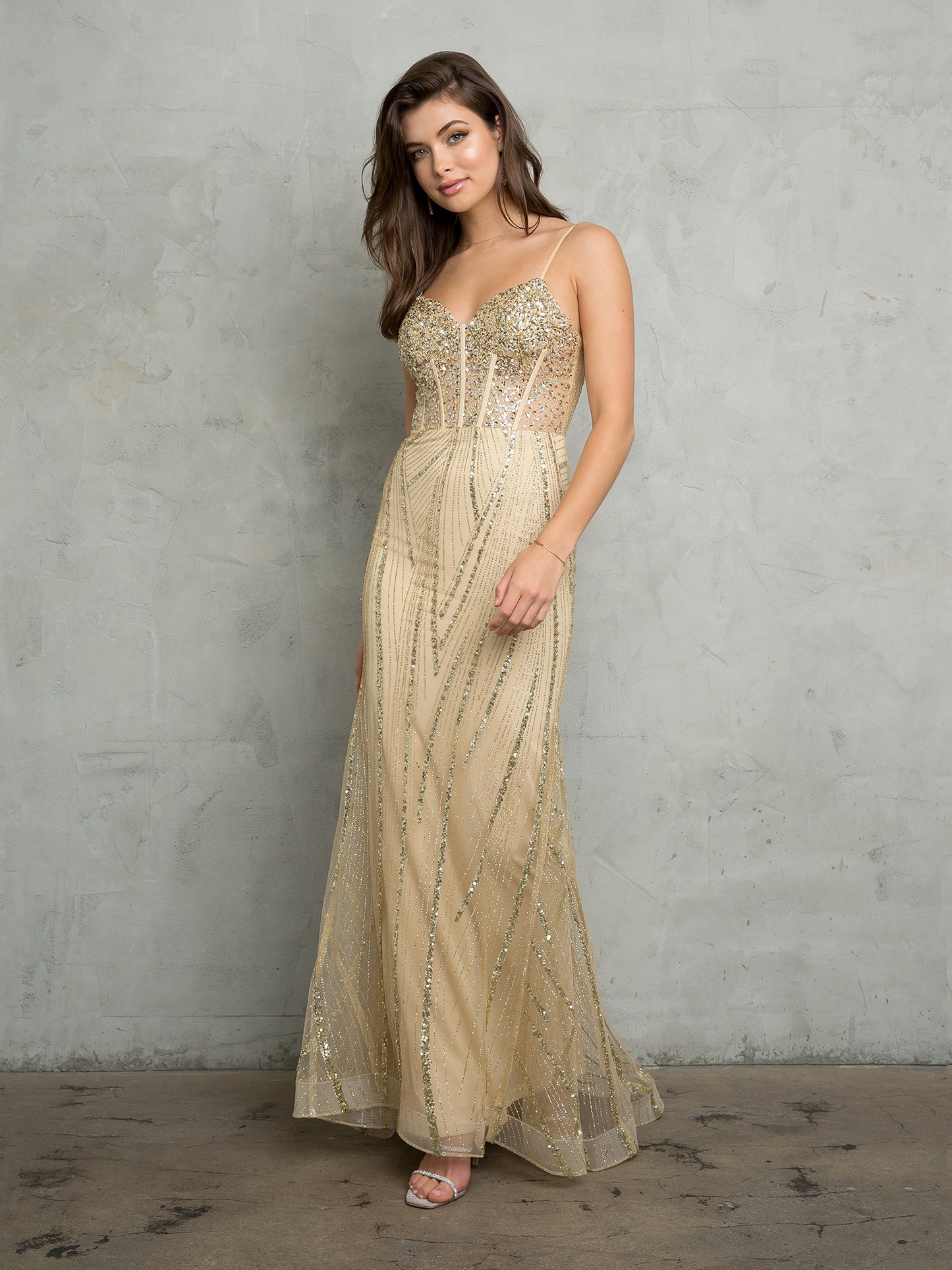 Prom Dresses Long Formal Glitter Prom Dress Champagne