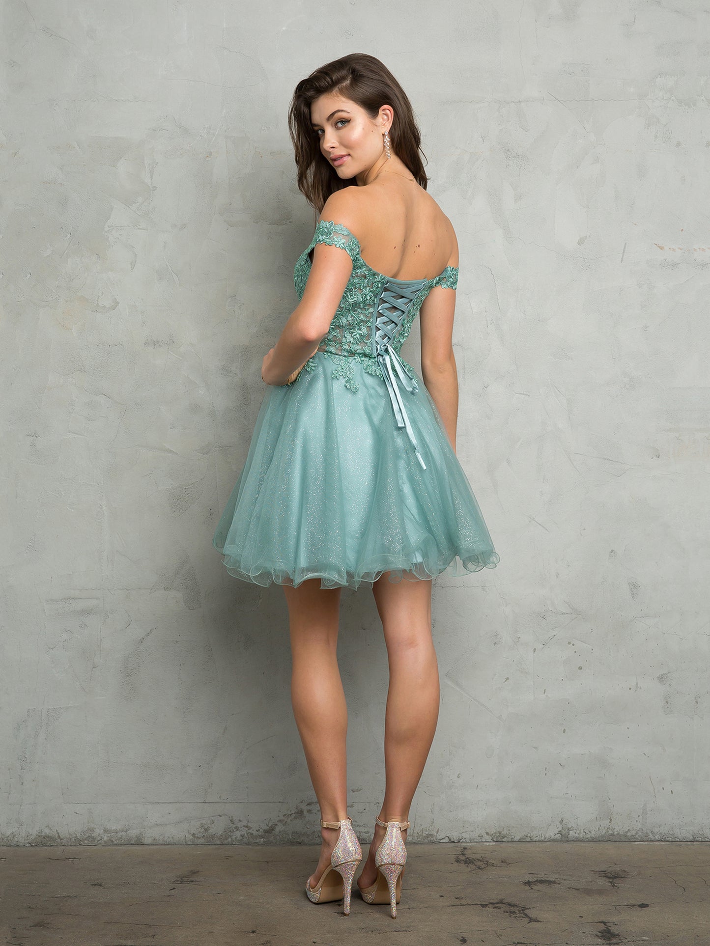 Cocktail Dresses Homecoming Short Glitter Cocktail Dress Sage